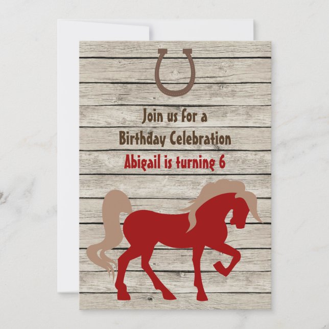Invitación personalizada de cumpleaños de maderas  (Anverso)
