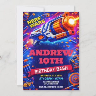 Invitación personalizada de cumpleaños de Nerf par