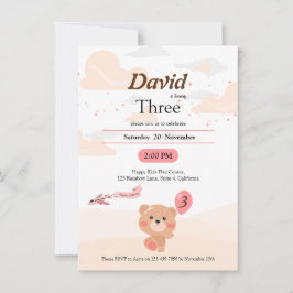 Invitación personalizada de cumpleaños de oso para