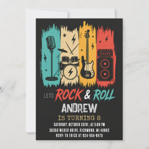 Invitación Personalizada de Cumpleaños de Rock and