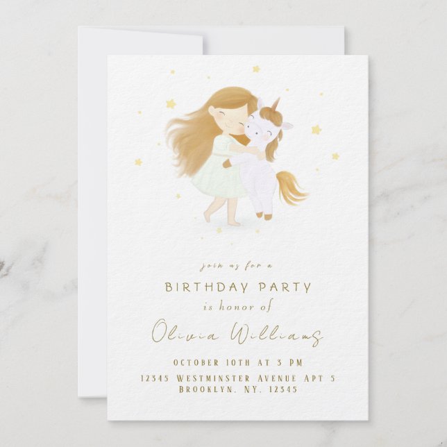 Invitación personalizada de cumpleaños de Unicorni (Anverso)