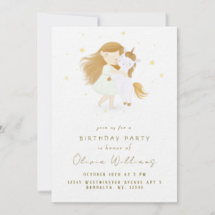Invitación personalizada de cumpleaños de Unicorni