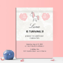 Invitación personalizada de cumpleaños de unicorni