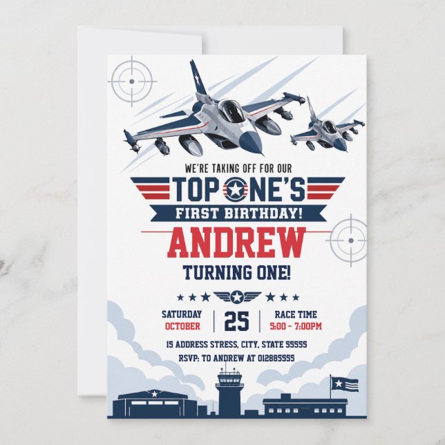 Invitación personalizada de cumpleaños número uno  (Anverso)