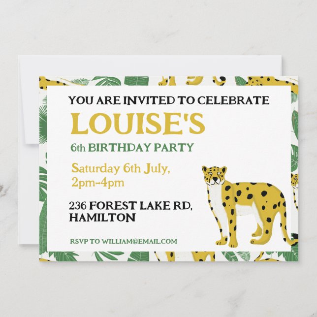 Invitación Personalizada de Cumpleaños para Niños (Anverso)