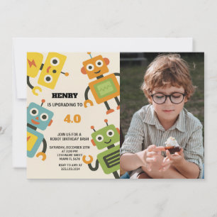 Invitación personalizada de cumpleaños Robot para 