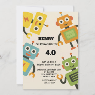 Invitación personalizada de cumpleaños Robot para 