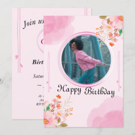 Invitación personalizada de cumpleaños rosado