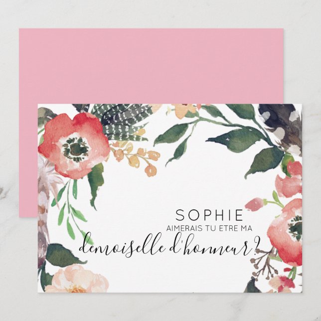 invitación personalizada de dama de honor (Anverso / Reverso)