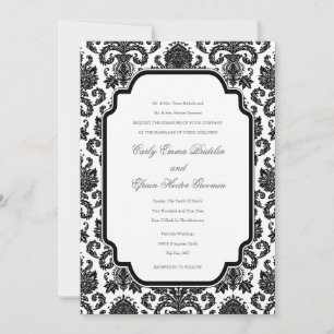 Invitación personalizada de Damask para Bodas blan