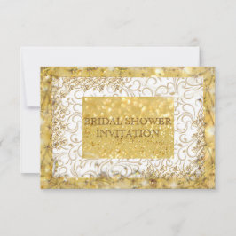 Invitación personalizada de ducha de novia dorada 