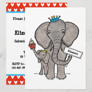 Invitación personalizada de elefante lindo para ba
