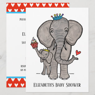 Invitación personalizada de elefante lindo para ba