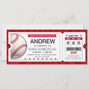 Invitación personalizada de entrada de béisbol