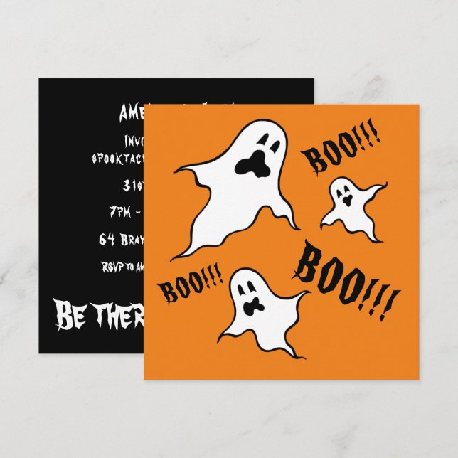 Invitación personalizada de fantasmas de Halloween (Anverso / Reverso)