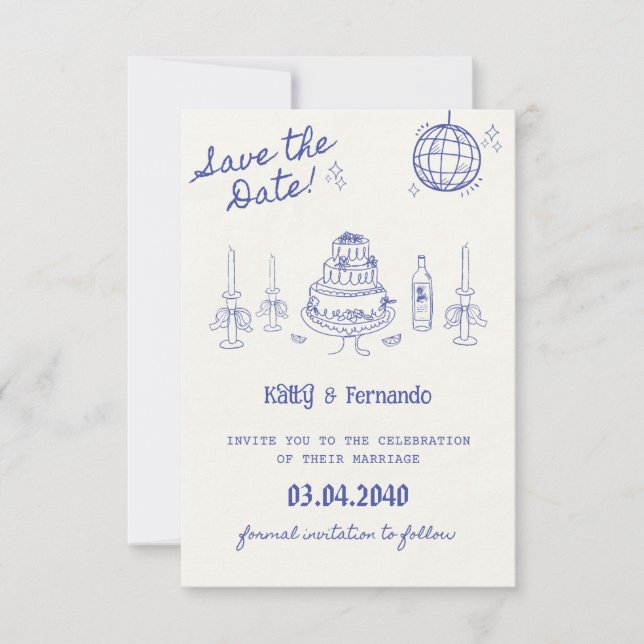 Invitación personalizada de fecha de boda (Anverso)