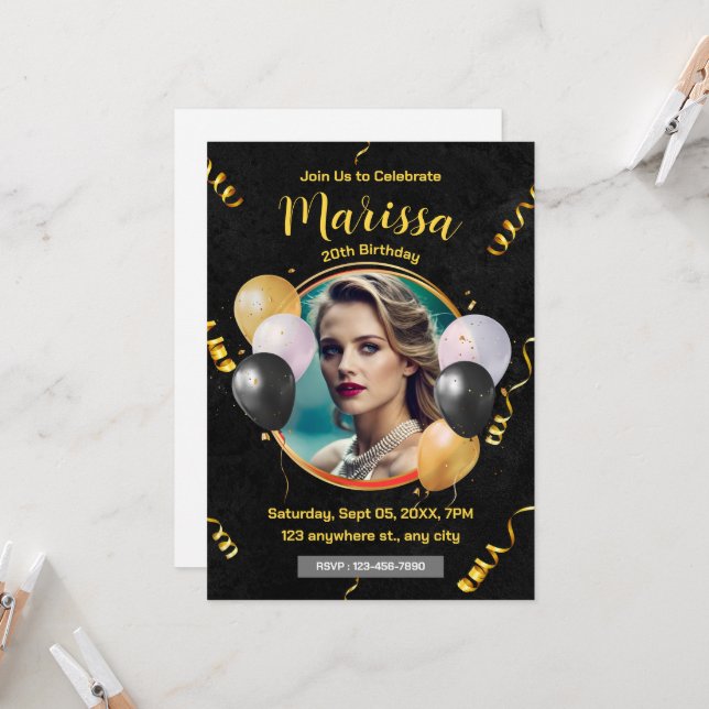 Invitación personalizada de Fiesta adulto de cumpl (Anverso/Reverso In Situ)