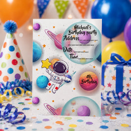 Invitación Personalizada de Fiesta de Astronauta y