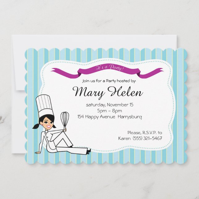 Invitación personalizada de Fiesta de cocina elega (Anverso)