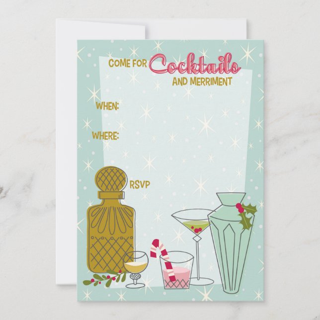 Invitación personalizada de fiesta de cóctel retro (Anverso)