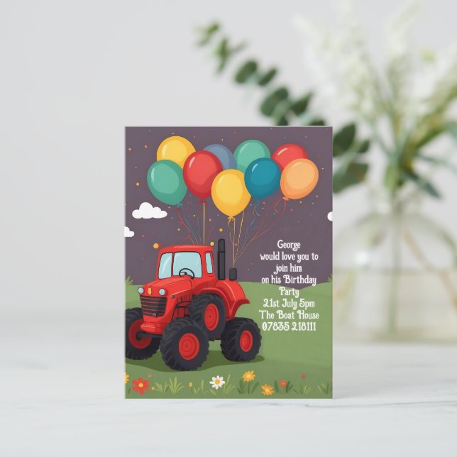 Invitación personalizada de fiesta de cumpleaños. (Anverso de pie)
