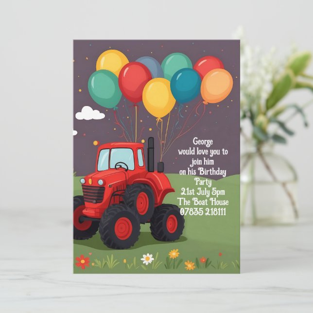Invitación personalizada de fiesta de cumpleaños. (Anverso de pie)
