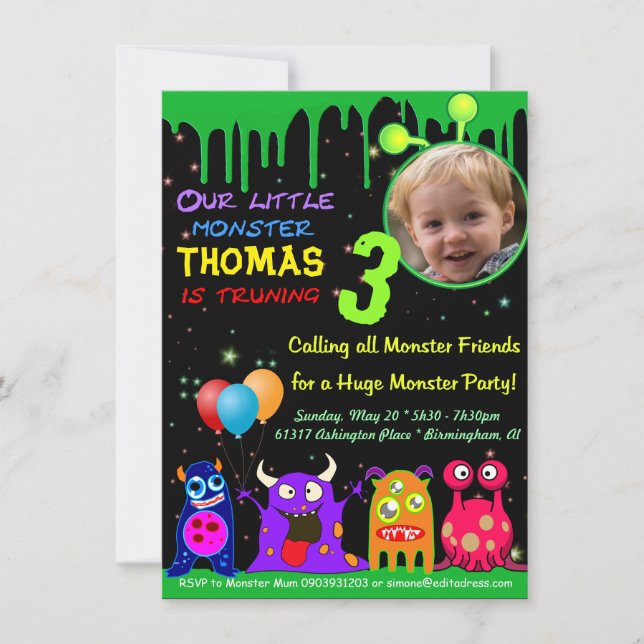 Invitación personalizada de fiesta de cumpleaños A (Anverso)