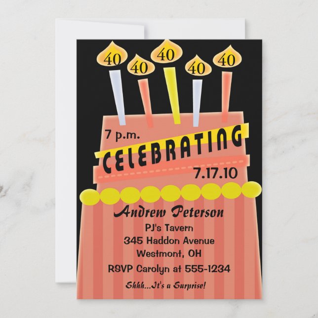 Invitación personalizada de fiesta de cumpleaños n (Anverso)