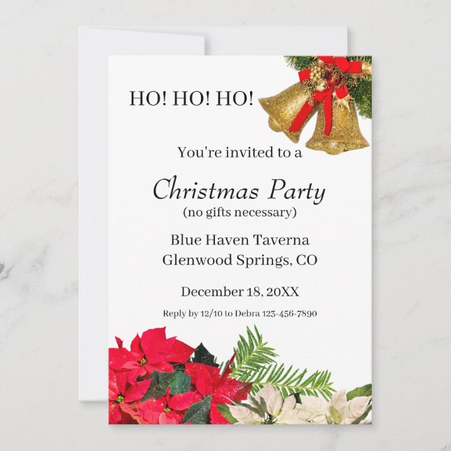 Invitación personalizada de fiesta de Navidad HO!  (Anverso)