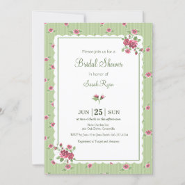 Invitación personalizada de flores rosas verdes a 