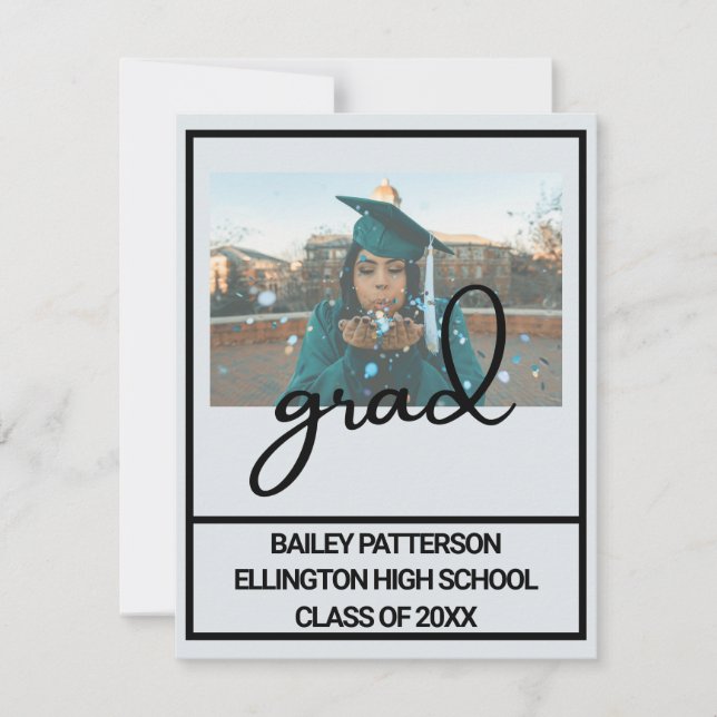Invitación personalizada de graduación de fotograf (Anverso)