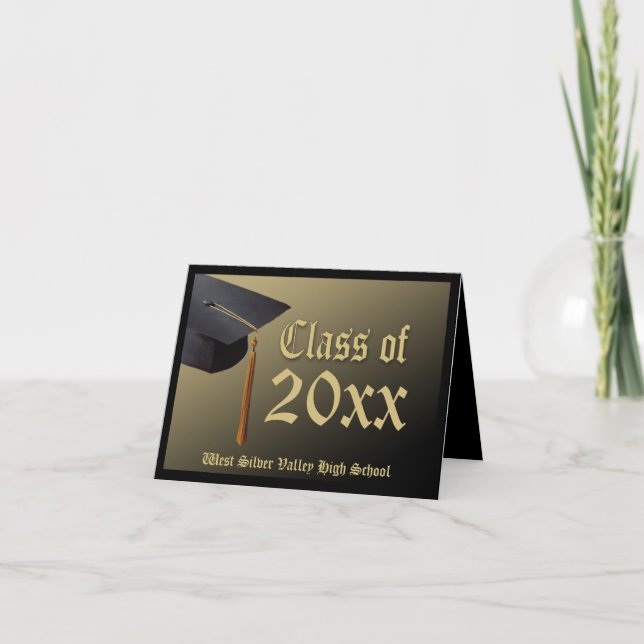 Invitación personalizada de graduación en negro +  (Anverso)