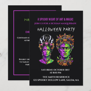 Invitación personalizada de Halloween con Frankens