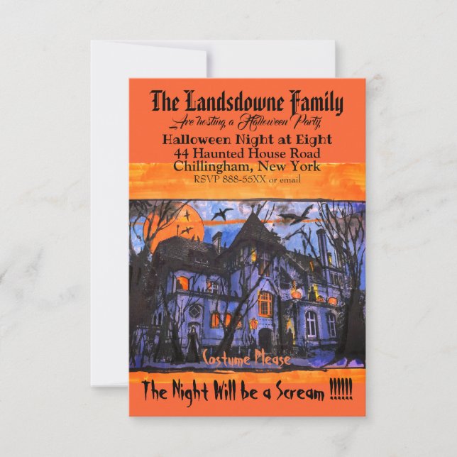 Invitación personalizada de Halloween en la casa e (Anverso)
