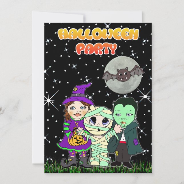 Invitación personalizada de Halloween linda (Anverso)