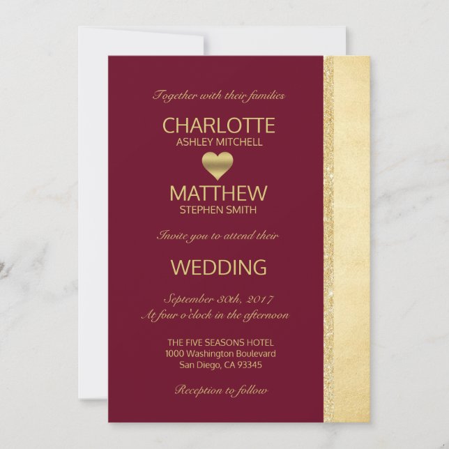 Invitación personalizada de la boda de la caída (Anverso)