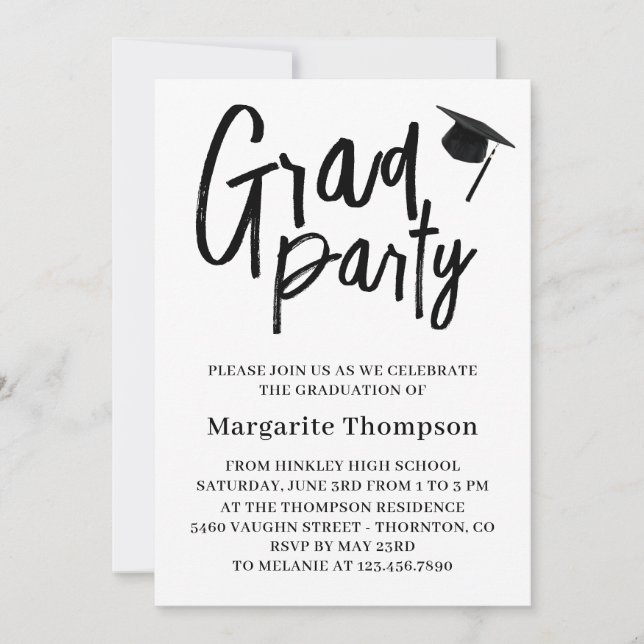 Invitación personalizada de la fiesta de graduació (Anverso)