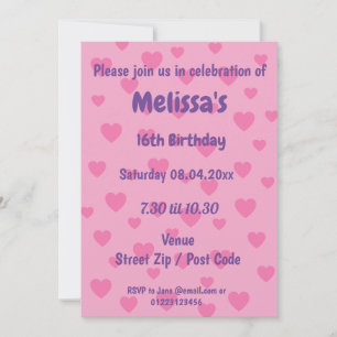 Invitación personalizada de la fiesta de los coraz