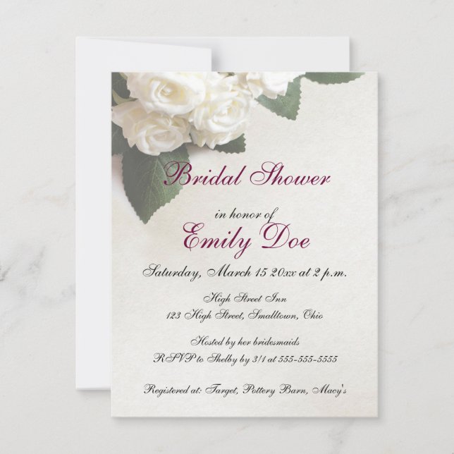 Invitación personalizada de lluvia de boda con ros (Anverso)