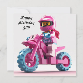 Invitación Personalizada de Motocross para Niña