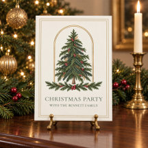 Invitación personalizada de Navidad de hoja perenn