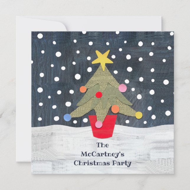 Invitación personalizada de Navidades de árbol de  (Anverso)