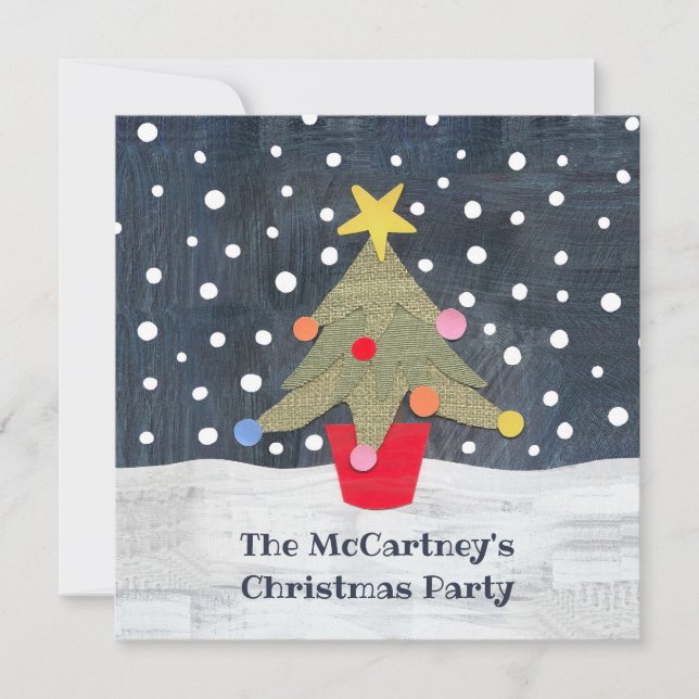 Invitación personalizada de Navidades de árbol de  (Anverso)