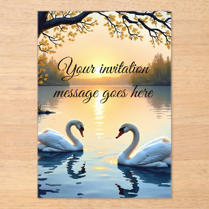 Invitación personalizada de pareja de cisnes