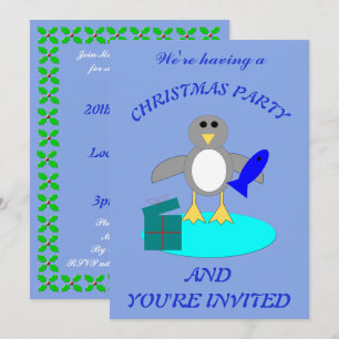 Invitación personalizada de pingüino de pesca en N