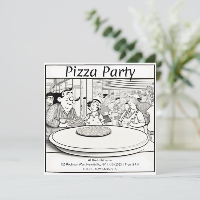 Invitación personalizada de Pizza Party (Anverso de pie)