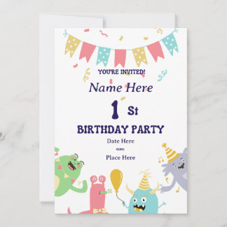 Invitación personalizada de primer cumpleaños - ni
