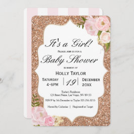 Invitación personalizada de Rosa Gold Baby Shower