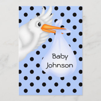 Invitación personalizada de Stork Baby Boy Shower