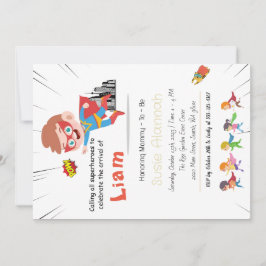Invitación personalizada de Superhéroe Boy Baby Sh